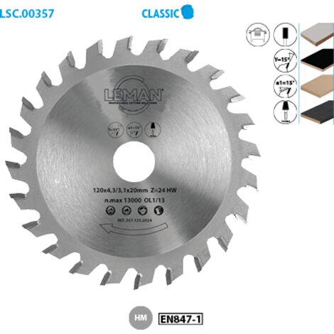 Leman - Lame carbure inciseur conique 100x22 mm 18 dents (1/4)