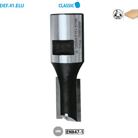 Leman - Mèche à rainer droite pour défonceuse D.15 x 40 mm queue FIL. INT. M12 mm (1/2)