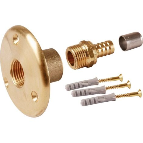 Watts – Applique traversée de cloison raccord à sertir Ø 12mm – Sortie F 1/2' – Laiton brut – Fixation solide avec vis