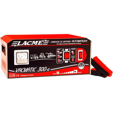 Lacme – Chargeur automatique 12V 12A pour batteries 25 à 240Ah – Fonction By-Pass – Ampèremètre intégré – 502700 (1/3)