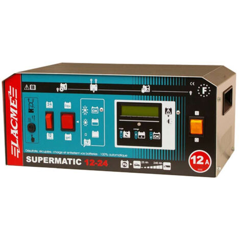 Lacme – Chargeur batterie intelligent 12A 12V / 24V – Charge jusqu'à 240Ah – Écran de suivi – Fonction de test de batterie – 7 étapes de charge (1/3)