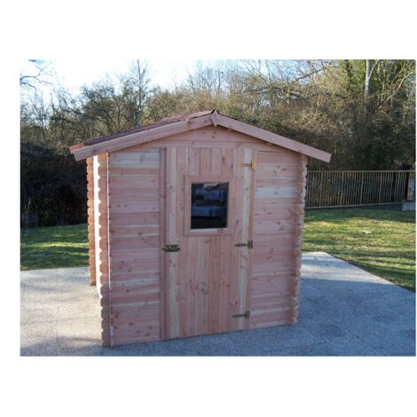 Habrita – Abri de jardin en madriers Douglas 20mm sans plancher – Surface 4,28m² – Toiture en plaques ondulées – Fabriqué en France (1/5)