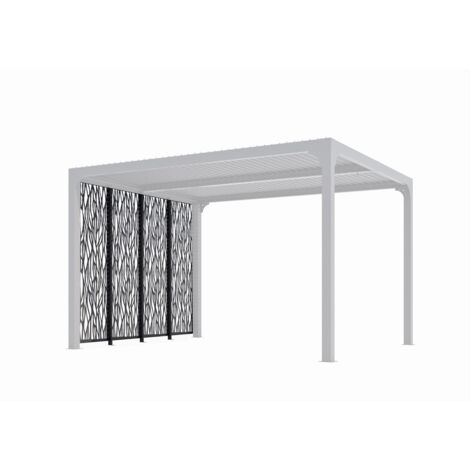Habrita – Kit de 4 panneaux moucharabieh en acier thermolaqué – Dimensions 68x213,3 cm – Brise-vue, brise-vent et brise-soleil – Gris anthracite (1/5)