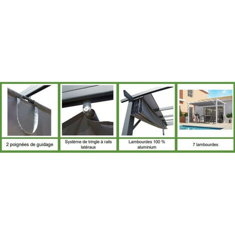 Habrita Foresta - Pergola en aluminium blanc 100x100 mm ép.1,2 mm toiture gris 12 m2 - PER4030WG