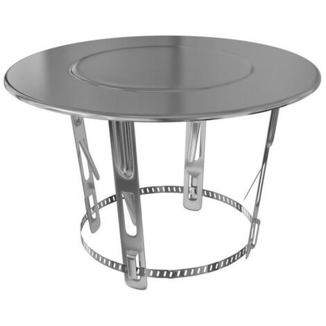 TEN – Chapeau de cheminée plat inox D180 à 200mm – Finition toiture inox – Fixation par collier – Accessoire pour fumisterie (1/4)