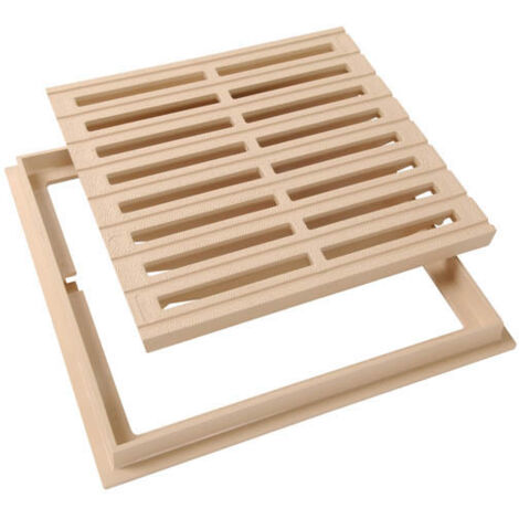 Nicoll – Grille de sol 30x30cm GRC30S – PVC traité anti-UV – Couleur sable – Cadre inclus pour installation sur regards