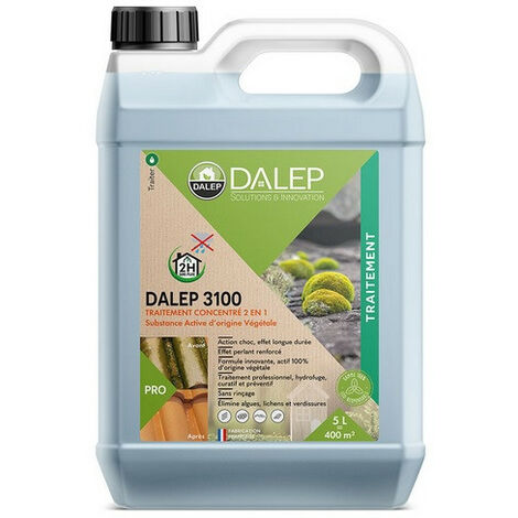 Dalep – Fongicide 3100 concentré 2 en 1 – Traitement et hydrofugation pour toitures, murs et terrasses – Efficacité longue durée