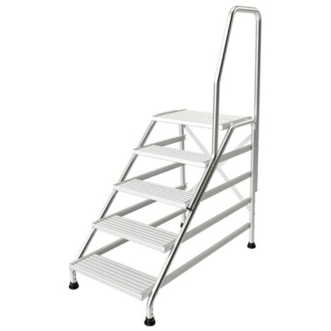 Tubesca - Marchepied en Alu 5 marches Hauteur accès 3 m max. + Kit 1 rampe - MODUL (1/2)
