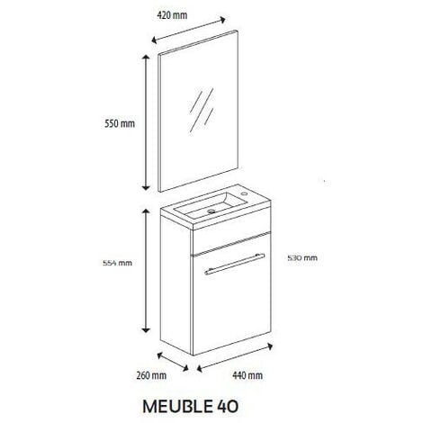 Ondée - Meuble lave-mains blanc à suspendre 40cm - NINO