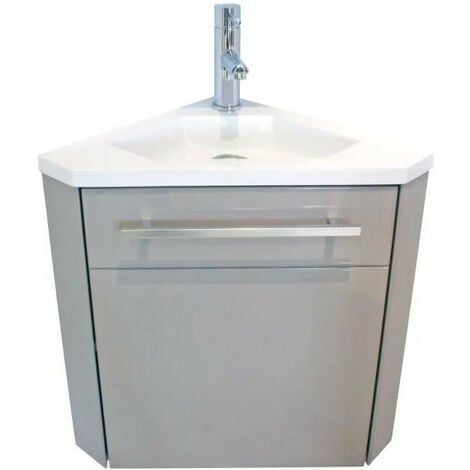 Ondée - Meuble d'angle lave-mains taupe à suspendre 40cm - NINO