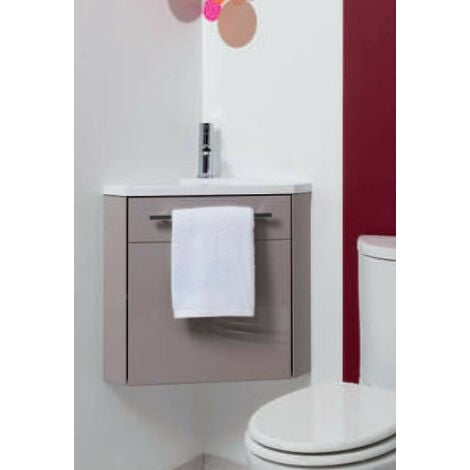 Ondée - Meuble d'angle lave-mains taupe à suspendre 40cm - NINO