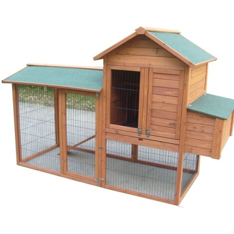 Habrita Foresta - Poulailler bi-corps grande taille 2,13m2 5-8 poules double toit bitumé (1/5)