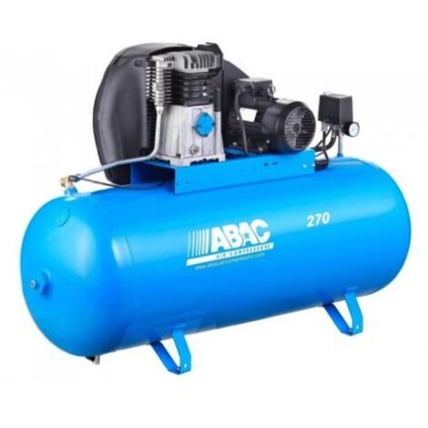 Abac – Compresseur à courroie 270 litres 5,5 CV 400 V Tri – Débit 29 m3/h – Pression 11 bar – Moteur bi-étagé pour usage professionnel - CV 4 KW