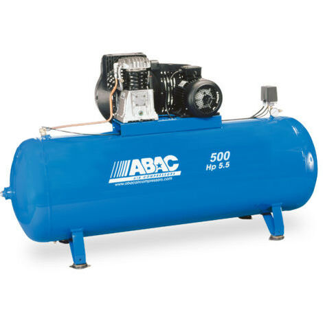 Abac – Compresseur à courroie 500 litres 5,5 CV – Débit 35,7 m3/h – Pression 11 bar – Moteur 4 kW 400 V Tri – Conception compacte - CV 4 KW