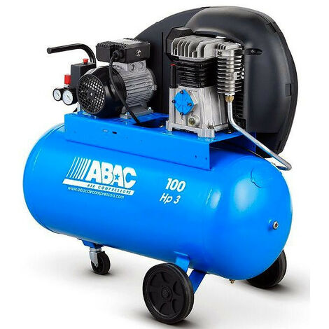 Abac – Compresseur d'air à pistons mono étagé 100 L 20.2 m3/h 3 CV – Moteur à courroie pour usage intensif – Pression 10 bar