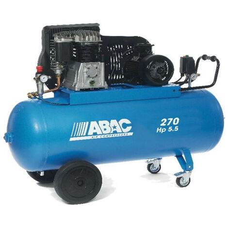 Abac – Compresseur à pistons bi-étagés 400V Tri 270L 41m3/h 5.5CV – Débit élevé 41m3/h – Pression 11 bar – Applications professionnelles