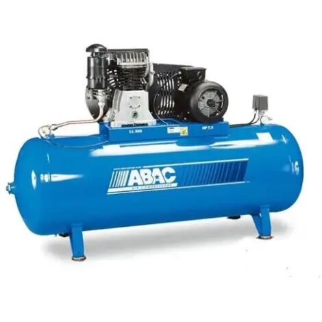 Abac – Compresseur d'air à piston 500 litres 7,5 CV – Débit 54 m³/h – Pression 11 bar – Moteur triphasé 400V – Bi-cylindrique à entraînement courroie