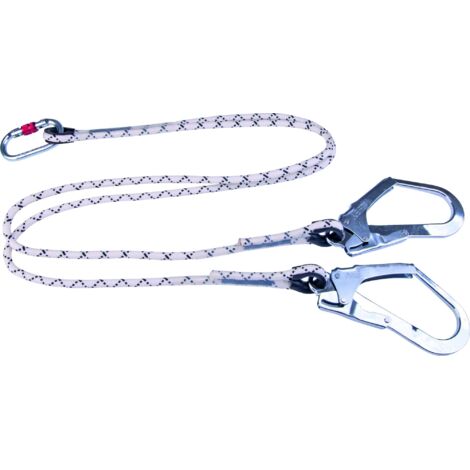 Delta Plus – Double longe anti-chute 1,5m LO147150CDD – 2 crochets à verrouillage automatique – Corde tressée en polyamide – Pour environnements professionnels