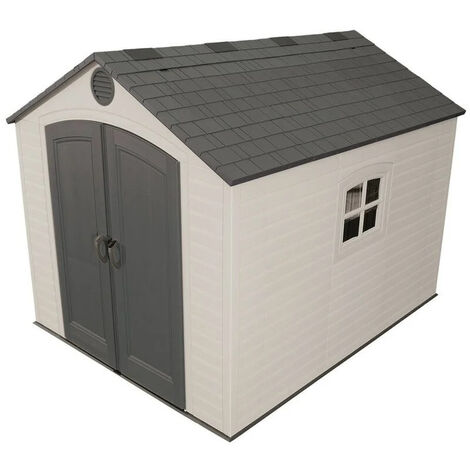 Lifetime – Abri de jardin résine 7,44m2 – AP2430BA – Toit 2 pentes – Plancher antidérapant – Portes renforcées en acier – Étagères ajustables (1/3)