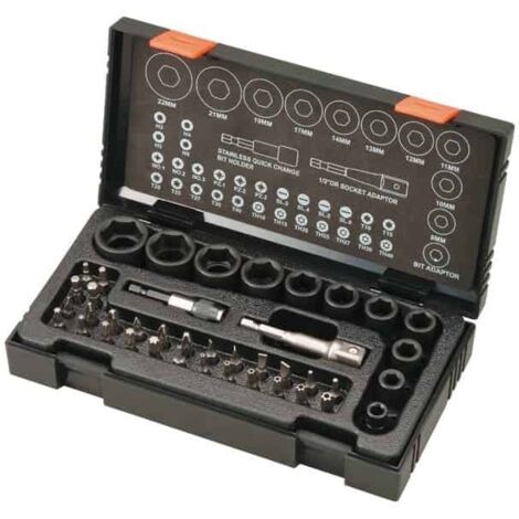 Hitachi – Coffret de 41 pièces embouts et douilles de vissage pour boulonneuse à chocs – 28 embouts 25mm – 10 douilles à chocs – 752500 (1/5)