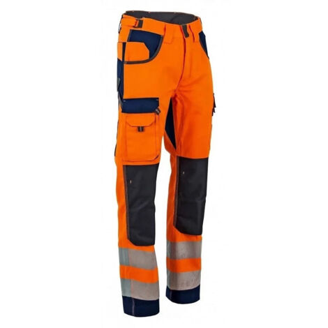 LMA – Pantalon haute visibilité taille 46 – Multipoche tricolore – Poches genouillères en Oxford – Renforts en Oxford 900D imperméable (1/5)