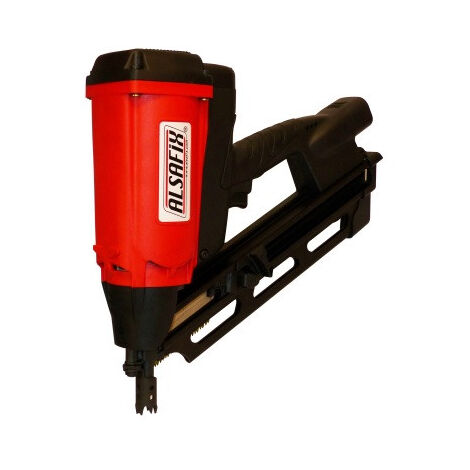 Cloueur autonome à gaz 34° pour bois – Longueur de clou 50 à 90mm – Batterie Li-ion 2.5Ah – Réglage de profondeur précis – Alsafix