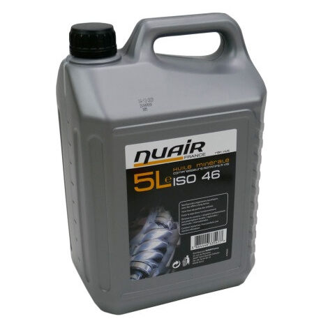 Huile minérale Nuair HV5 ISO 46 pour compresseurs à vis 5 litres antimousse