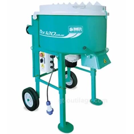 Imer – Malaxeur 1,4kW monophasé 230V – Cuve 120L – Double sens de rotation – Malaxage rapide et homogène – Pour granulométrie jusqu'à 8 mm