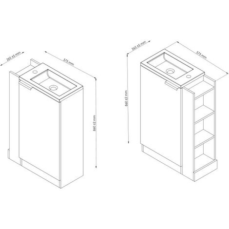 Ondée - Meuble lave-mains à poser 57 cm texture bois une porte avec étagères de rangement - WOODY