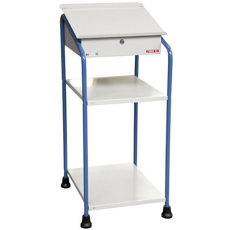 Pupitre Servante d'Atelier Mobile FIMM 150kg Hauteur 127cm 2 Plateaux avec Tiroir à Serrure sur Patins Gris - 820005969