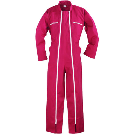 Coverguard – Combinaison de travail haute visibilité rouge S (40-42) – 2 zips latéraux – Poches sécurisées – Confort optimal au quotidien