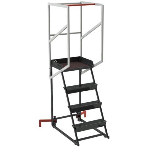 Fimm - Escabeau roulant étroit charge 150 kg 4 marches Ht plateforme 1010 mm (1/5)