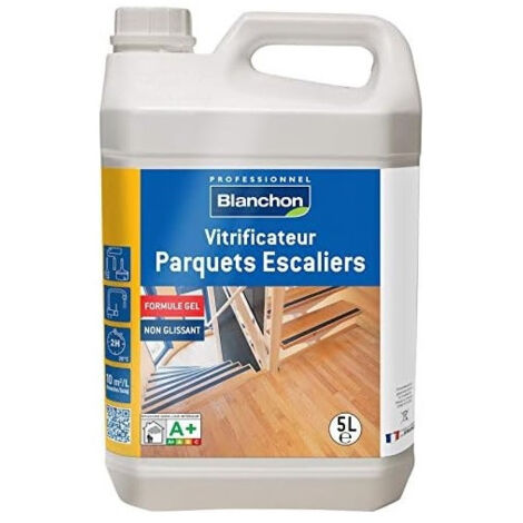 Blanchon – Vitrificateur parquet gélifié 5L – Finition mate non glissante – Pour escaliers et surfaces en bois – Application facile et rapide - MAT 5 L