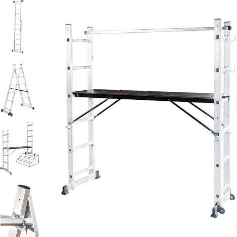 Echafaudage roulant SCAFFOLDAX2X6, échafaudage jardin et pliant multifonction 4 en 1, echelle 2 plans, H max Travail 4,46m, Garantie 5 ans, Hostrom (1/5)