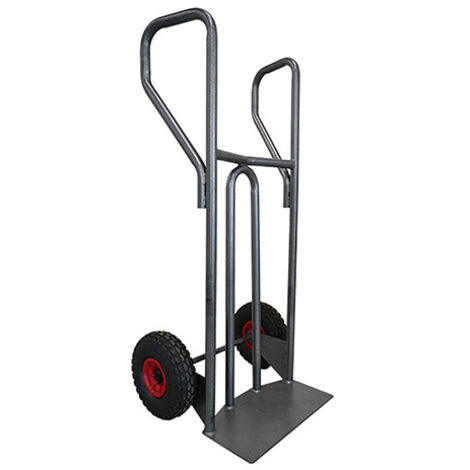 Diable acier Stockman DVPF400-RSB tablier incurvé poignée fermée 400kg roues caoutchouc bleu (1/5)