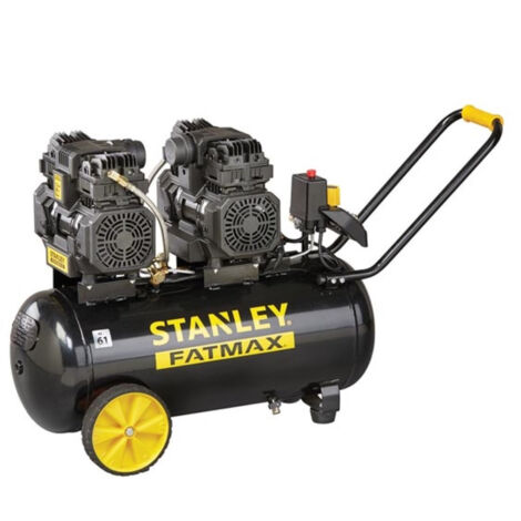 Stanley – Compresseur sans huile 50L – Pression 8 bars – Débit d'air 320 L/min – Niveau sonore 61 dB(A) – Pour outils pneumatiques