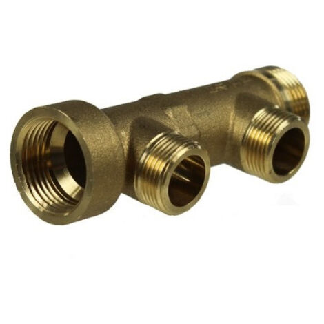 Watts – Collecteur sanitaire à 2 départs D30 – Entraxe 55mm – Filetage mâle 1' – Sorties filetées ¾' – Pour réseaux d'eau chaude et froide (1/3)