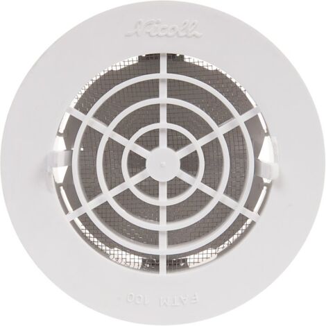 Nicoll – Grille d'aération ronde Ø100 avec moustiquaire – Pose à clipser – Résine renforcée UV – Surface de passage 42 cm²