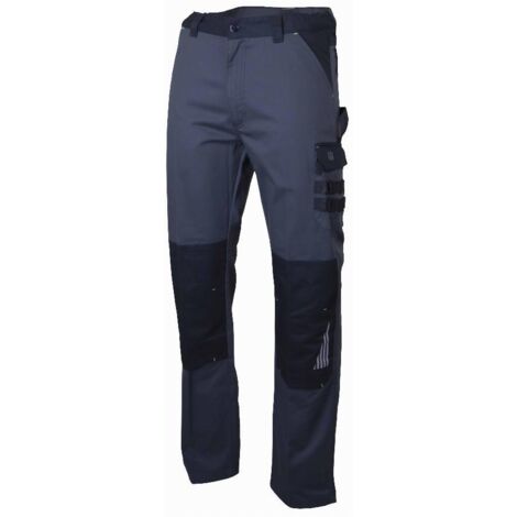 Pantalon de travail multipoches homme taille 58 – Tissu sergé 60% coton – Sans métal pour environnements sensibles – Gris sombre/noir – Lebeurre