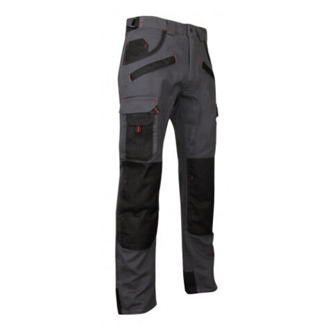 LMA – Pantalon de jardinage gris nuit et noir T.56 – Tissu robuste 60% coton 40% polyester – Multipoches pour usage intensif