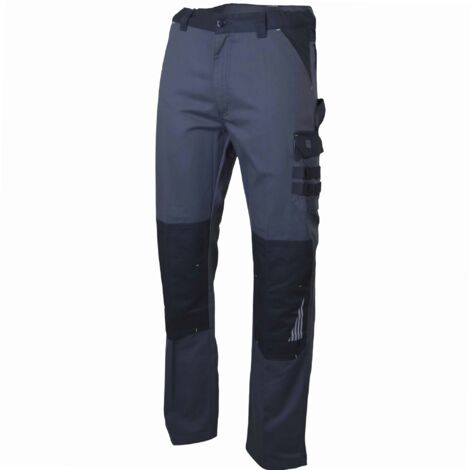 Pantalon de jardinage multipoches bicolore gris sombre/noir – 60% coton, 40% polyester – Conception ergonomique pour professionnels – Lebeurre