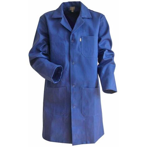 LMA – Blouse professionnelle bleu bugatti taille 0 – 100% coton sergé 245 g/m² – Boutons pression – 4 poches pratiques