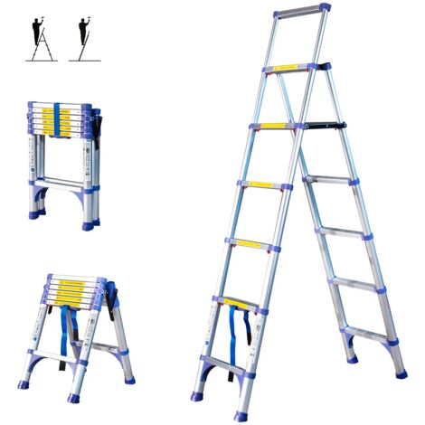 [JAMAIS UTILISÉ] Escabeau 7 marches telescopique EXTENDACT6, Echelle telescopique 2m+1.7m, escabeau pliable télescopique, H max travail 3,5m, Garantie 5 ans, Hostrom (1/5)