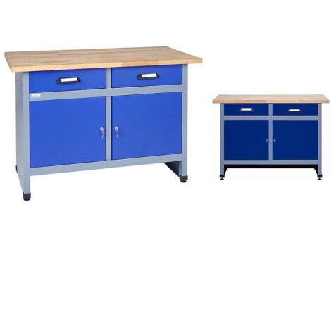 [JAMAIS UTILISÉ] Kupper - Etabli 2 portes et 2 tiroirs L:120cm - Bleu marine 12057