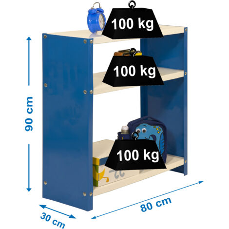 Simon Rack - Etagère de rangement 900x800x300mm Bleu/Blanc Charge 100Kg - Habitat Colour PLUS 3/300 (1/4)