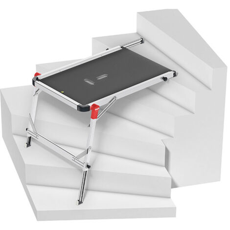 Hailo – Plateforme échafaudage pour escalier en aluminium – Hauteur réglable – 4 pieds antidérapants – Conception ergonomique pour sécurité