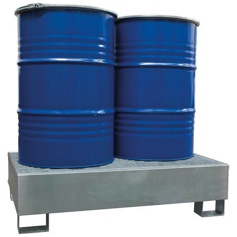 Bac de rétention acier - Charge max 950kg - Capacité 2 fûts 220L - BRG2 (1/5)