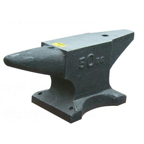 Outifrance – Enclume 50 kg en fonte d'acier – Corne plate usinée et corne conique moulée – Longueur 52 cm pour travaux de forge