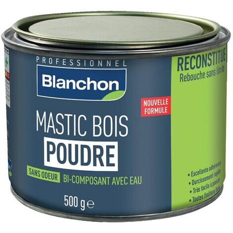 Blanchon – Mastic bois poudre 500g chêne rustique – Bi-composant sans odeur – Rebouche fissures et éclats – Haute cohésion pour intérieur et extérieur