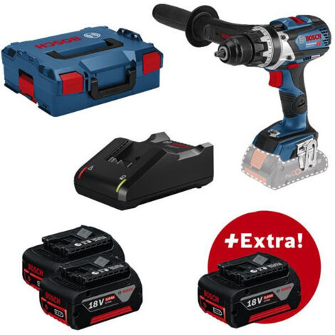 Bosch Professional – Perceuse-visseuse sans fil 18V avec 3 batteries 5,0Ah – Moteur Brushless – Couple 110Nm pour perçage bois et acier – Coffret L-BOXX - 18V-110